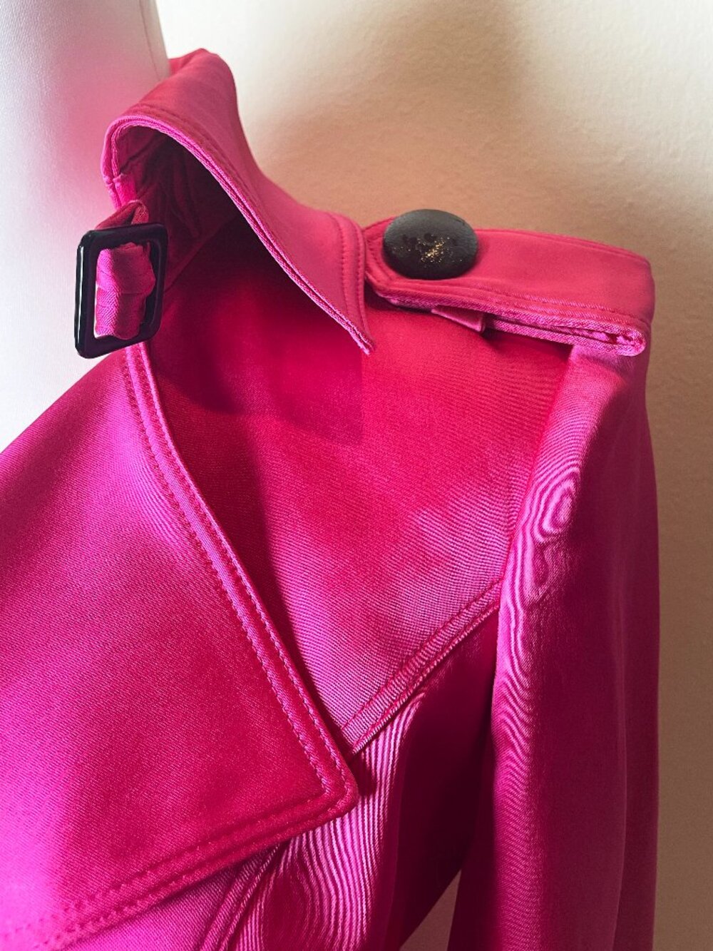 Cache Vintage Hot Pink Women's Double-Breasted Trench Coat/Jacket w/belt Size XS - Picture 9 of 16